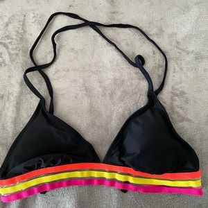 Neon stripes bathing suit top